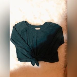 cropped tied crewneck